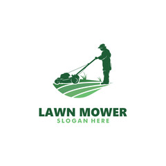 Poster - Lawn Mower logo design vector silhouette illustration