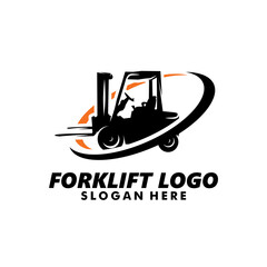 Canvas Print - forklift logo design vector illustration