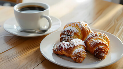 Morning Bliss: Fresh Pastries and a Steaming Cup of Coffee