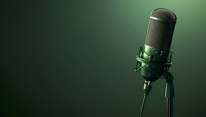 Poster - Mic for singer music and voice recording, Microphone, Podcast Mic with green background