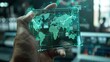 © Maria - Hand Holding Transparent Digital World Map with Data