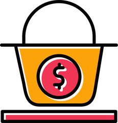 Sticker - Dollar Basket Vector Icon