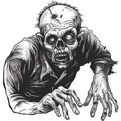 Wall Mural - A zombie with a mouth open and teeth bared