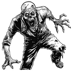 Wall Mural - A zombie with a mouth open and teeth bared