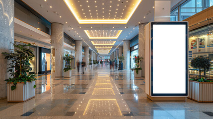 Wall Mural - Mockup template of advertising banner or billboard in shopping center.

