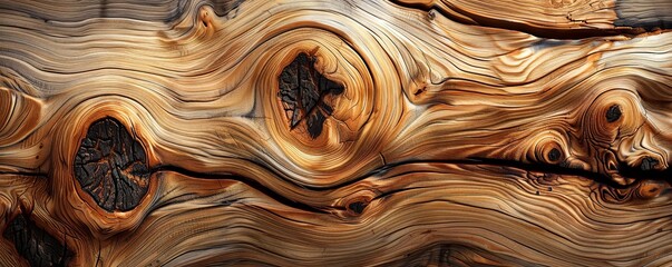Wall Mural - Smooth linden wood surface with knots