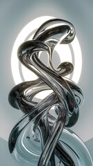 Aufkleber - Abstract glass shape on light 3d render background