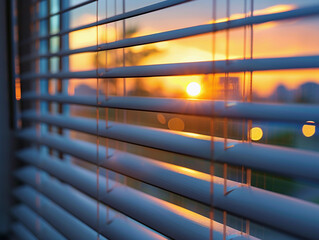 Wall Mural - A Window Blind View of Sunset Through Slats