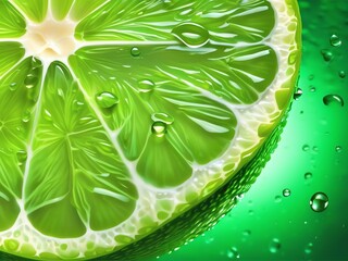 Wall Mural - A close-up illustration of a lime slice in vibrant green