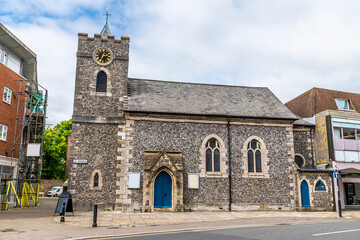 Wall Mural - A view towards Saint Pancras church in the center of Chichester, Sussex in summertime