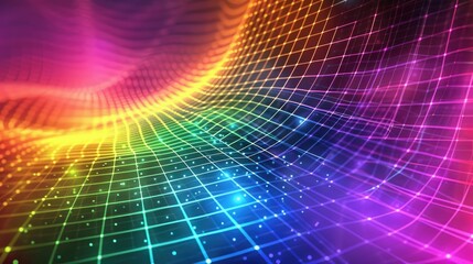 Poster - Abstract background in the form of a rainbow grid. AI generative.