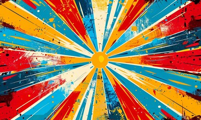 Poster - vibrant pop art comic book radial bursts