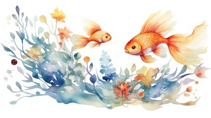 Sticker - goldfish in aquarium