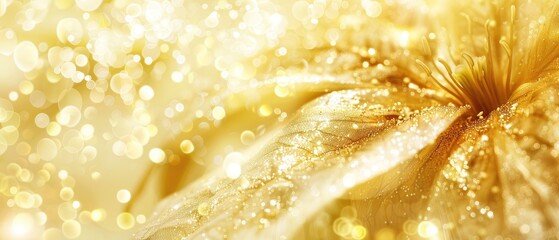 Wall Mural - Glistening golden abstract background with sparkling light bokeh, perfect for festive or luxurious themes.