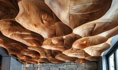 Wall Mural - Textured wooden ceiling with natural texture
