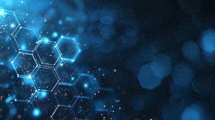 Poster - Impressive technologythemed backdrop with hexagonal motifs and blue lights, perfect for digital or futuristic designs