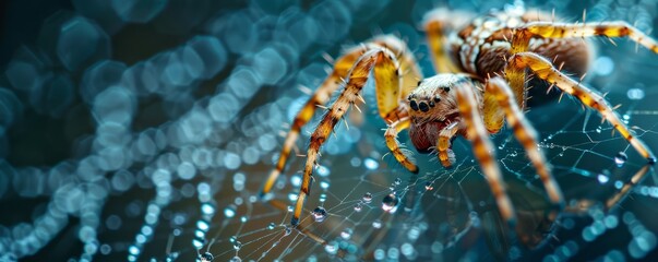 A close-up of a spider on its web.