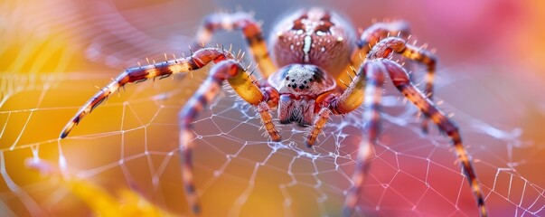 A close-up of a spider spinning its intricate web.