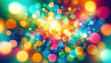 Wall Mural - Abstract background with glowing multicolored bokeh