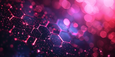 Poster - A visually appealing hexagonal pattern featuring pink bokeh lights, evoking a futuristic and techsavvy aesthetic