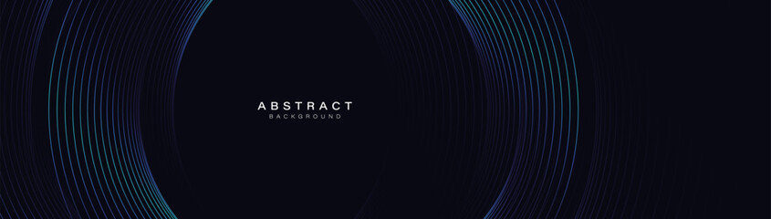 Poster - Abstract background with glowing blue geometric circle lines. Futuristic digital high-technology pattern is horizontal. Vector illustration
