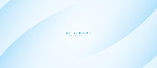 Wall Mural - Abstract white and blue curved lines background. Clean minimal banner. Vector illustration