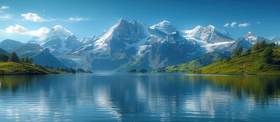 Wall Mural - Majestic Mountain Range Reflecting on Tranquil Lake