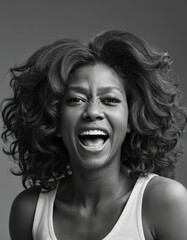 Poster - face of a black woman laughing, happy girl