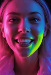 Poster - young woman smiling, girl laughing