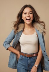 Poster - young woman smiling, girl laughing