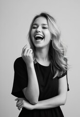 Poster - young woman smiling, girl laughing