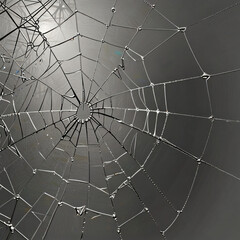 Spider web on a grey background.
