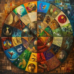 Aufkleber - patterns in stained decoration mandala circle