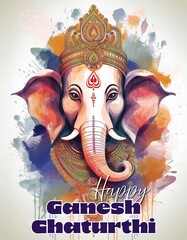 Wall Mural - Happy Ganesh Chaturthi greeting card design. Lord Ganesh design for Ganesh Chaturthi Poster Design