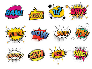Aufkleber - Comic speech bubbles set. Pop art style. Vector illustration.