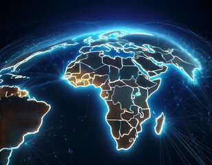 digital map africa depicting global network connectivity data transfer