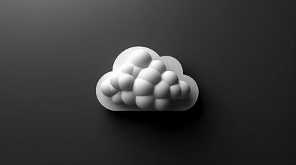 a minimalist white cloud illustration set against a dark textured black background the simple design