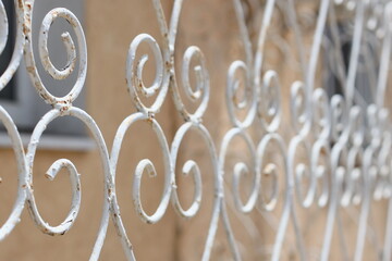 Poster - Close-up shot of metal fence with a building visible in the background.