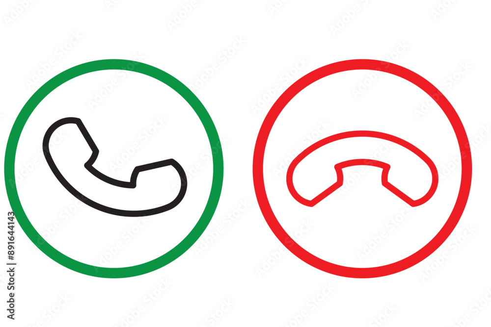 Accept decline phone call button isolated on white and transparent ...