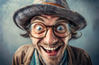 © alexandr - Closeup of a happy man wearing glasses and a hat with an enthusiastic expression
