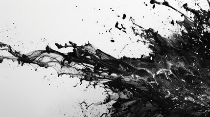 Poster - A dramatic black ink splash on a white background, with the ink forming intricate shapes and patterns