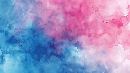Poster - Abstract watercolor background with pink and blue hues, showcasing a blend of vibrant colors. The shades create a dynamic and ethereal composition, adding a touch of artistry to any project