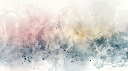 Poster - A digital painting featuring abstract watercolor splashes in soft hues of pink, blue, and yellow
