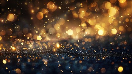 Poster - Glittering golden lights create a festive atmosphere against a dark, textured background