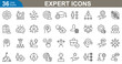 © Kashif - Expert line icons set vector illustration. professional, skills, expertise, business, knowledge, specialist, experience and more.