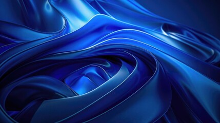 Poster - 3D blue graphic abstraction, creating a dynamic and modern desktop background with geometric shapes.