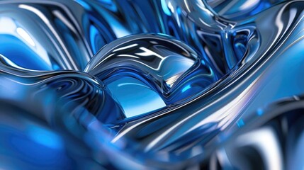 Poster - Stylish 3D blue abstract design with geometric shapes, perfect for a modern and vibrant desktop background.