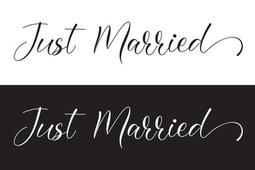 Wall Mural -  Just Married Text Alphabet Font Typography Calligraphy. Modern handmade calligraphy. Hand drawn lettering element for your design in eps 10.