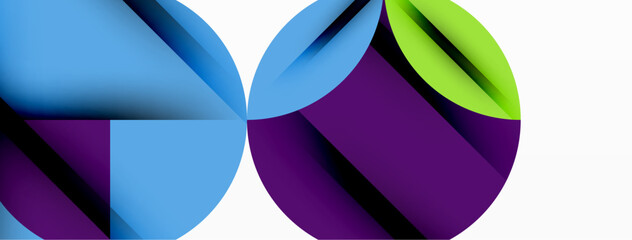 Poster - Circle, square and flower petal geometric background. Round shapes composition for wallpaper, banner, background or landing