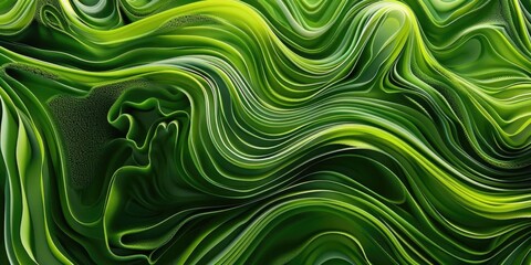 Poster - Green organic lines forming an abstract background, perfect for a fresh and natural wallpaper design.